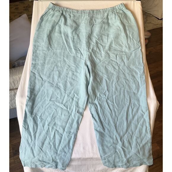 Paraphrase Women Cropped Pants Size 16W Light Blue Linen 24" Inseam - Picture 11 of 11